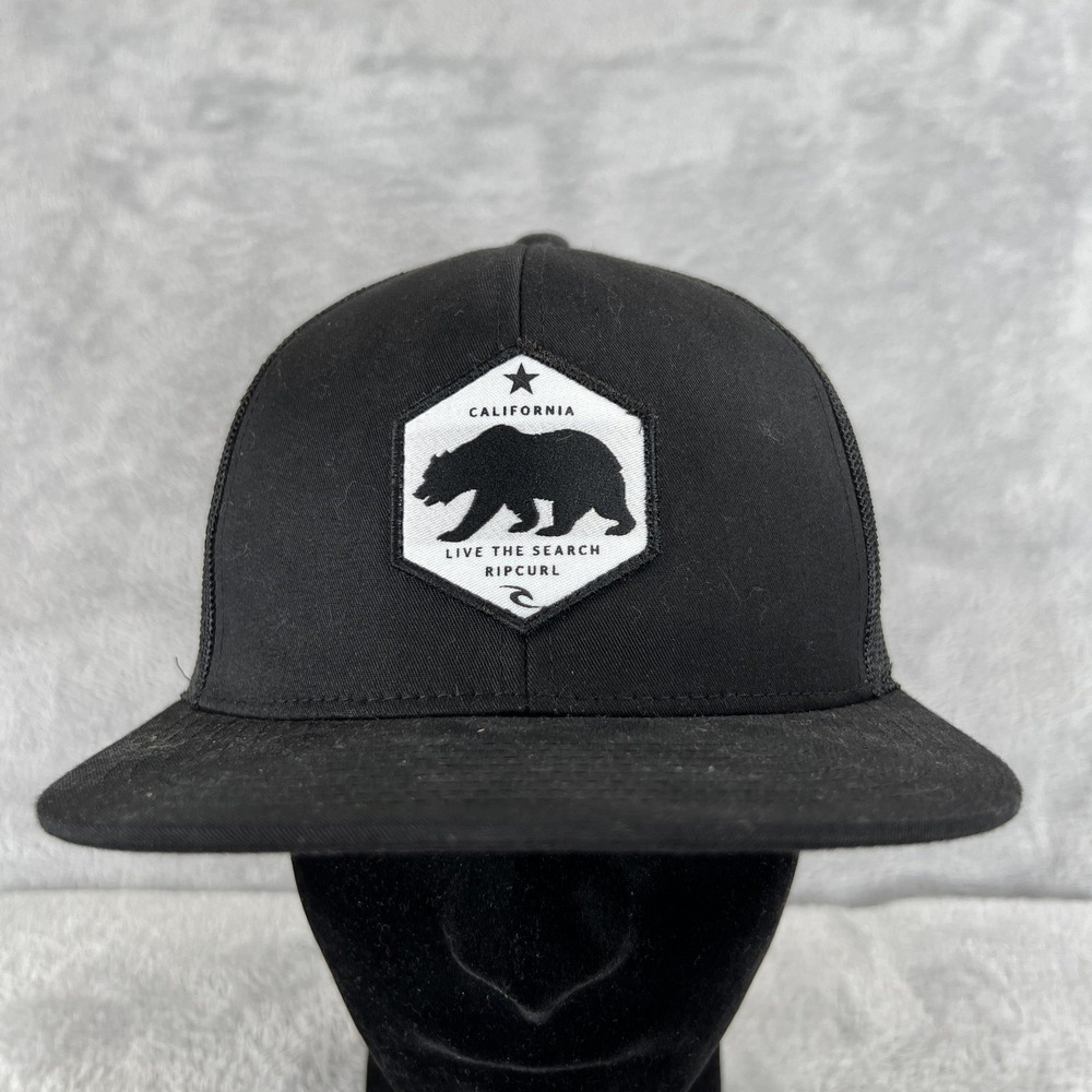 Rip Curl California Bear Patch Trucker Hat Black Snapback Surf Skate Mesh Cap